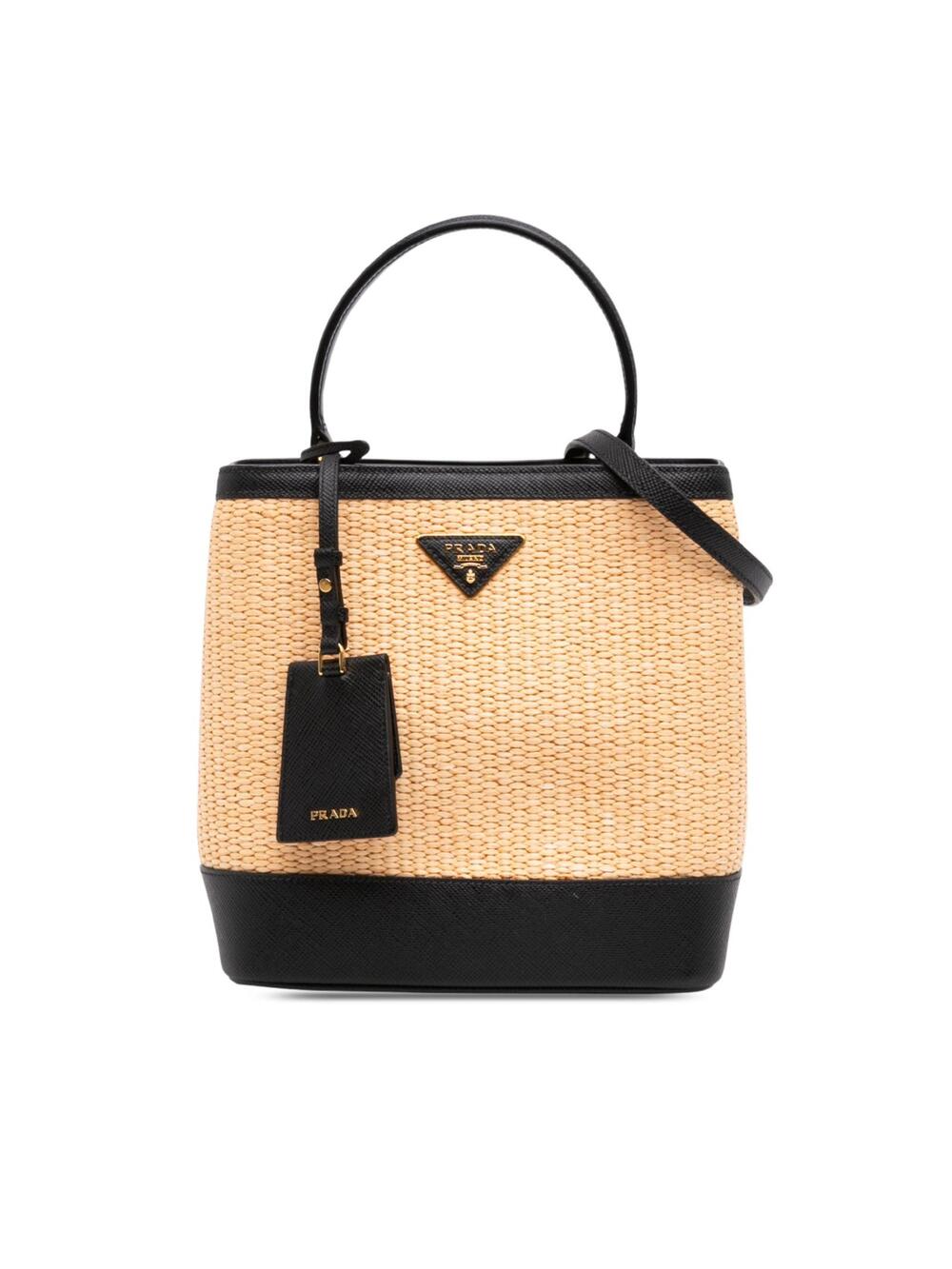 Prada Medium Saffiano Trimmed Paglia #356576P11B